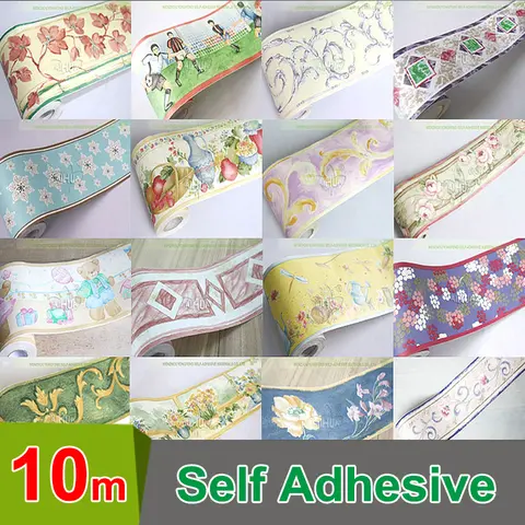 beibehang 10M Self Adhesive baseboard Waterproof Bathroom Waistline border Rustic tile wall stickers Vintage wallpaper borders