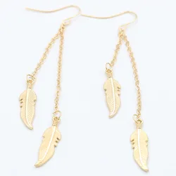 New Bohemia Vintage Dangle Earing Feather Leaves Long Tassel Drop Earrings Wedding Jewelry Brincos Pendientes