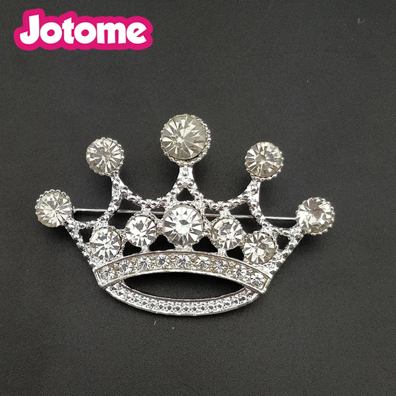 8pcs lot/Free shipping  Christmas gift clear crystal 55mm royal crown brooch for party