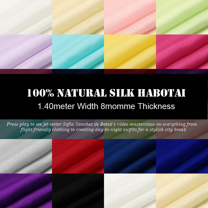 CNUM SH001 100% Silk Habotai/Solid Color/Silk Fabric Plain for Lining/Width1.52yd Thickness 8mm/12 Colors Available