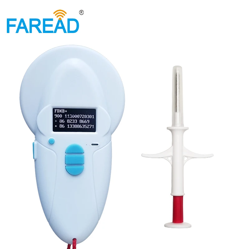 FAREAD FREE SHIPPING  x1pc Pet Scanner FDX-B for Animal Identification +x20pcs 134.2KHz 1.4*8mm Animal Pet Syringe for vets