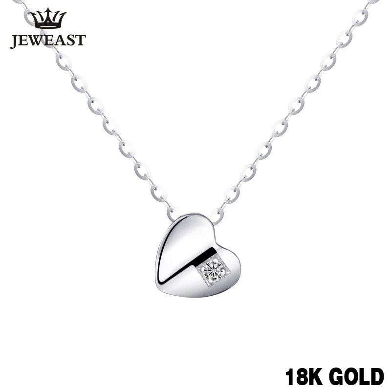 White 18k Gold Diamond necklace Pendant girl lovey Chain charm Valentine's Day cut Gift Genuine trendy party good new  