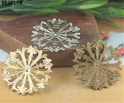 REGELIN Vintage Hollow Flower Motif Charms Gold/Silver Color Flower Jewelry Findings 10pcs 51mm for DIY Headwear Making Craft