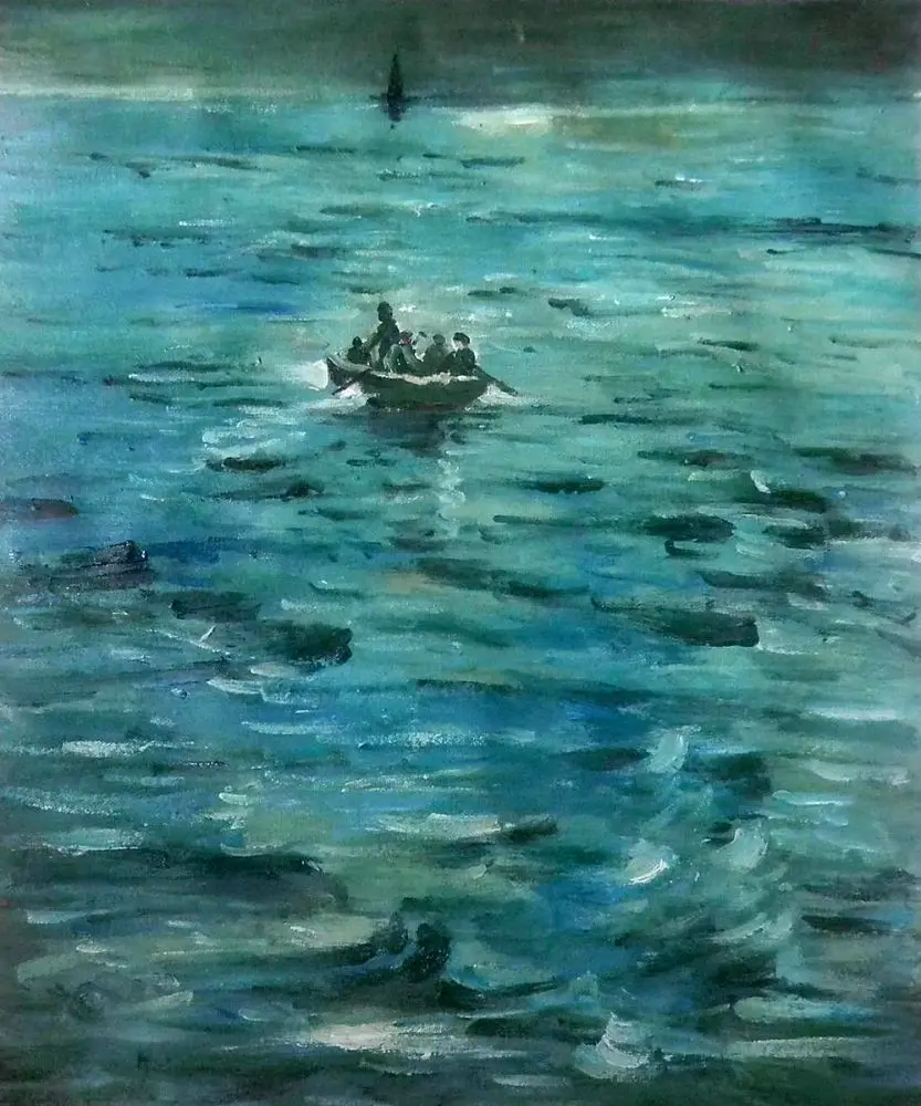 100% Hand Painted Canvas Oil Paintings Catching Neptune by Edouard Manet Seascape Painting Landscape Art