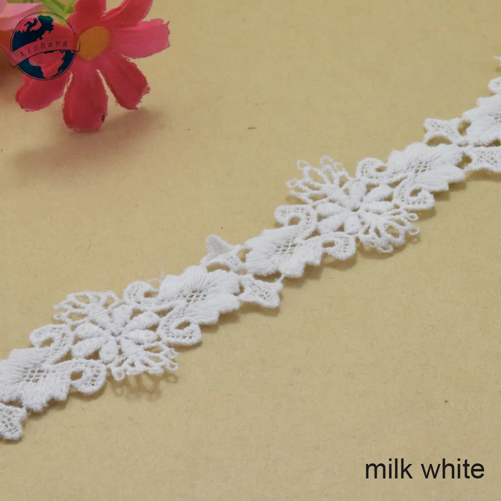 3cm White 100% Cotton Embroidery White French Lace Ribbon Fabric Guipure Diy Trims Warp Knitting Sewing Garment Accessories#3739