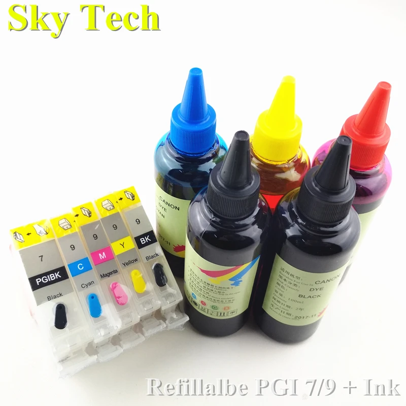 Quality Ink + Refillable Cartridges  For PGI7 PGI9 , For Canon Pixma MX7600 IX7000 inkjet printer  , With ARC chips