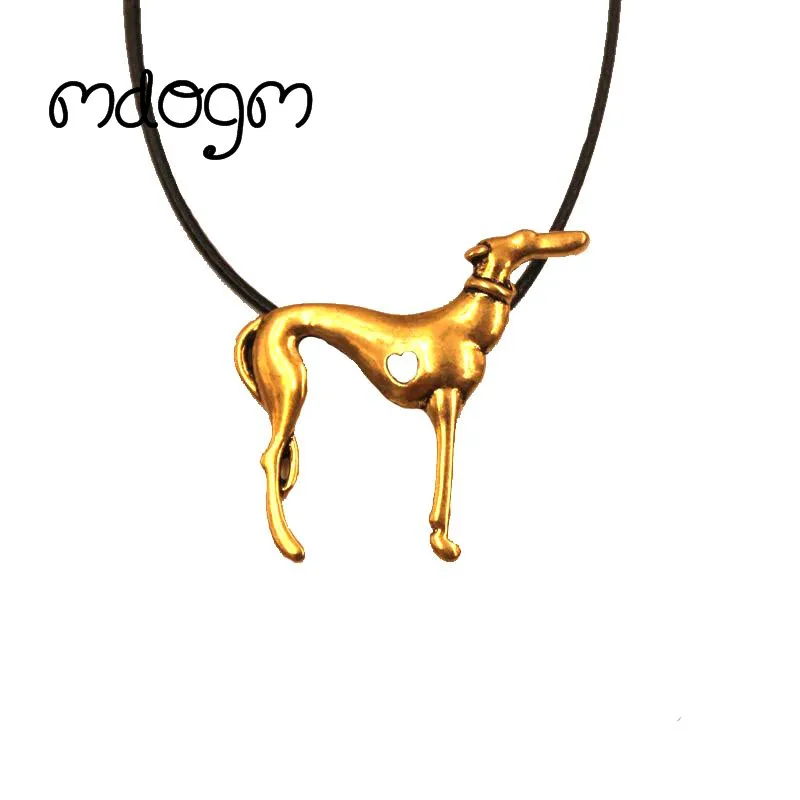 Mdogm Greyhound Necklace Dog Animal Pendant Antique Gold Silver Plated Jewelry For Women Male Female Girls Ladies N137