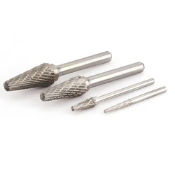 Tungsten Steel Hard Rotary Alloy Metal Grinding Head 1pcs Boring Cutter L-type Conical Dome Rotary Files