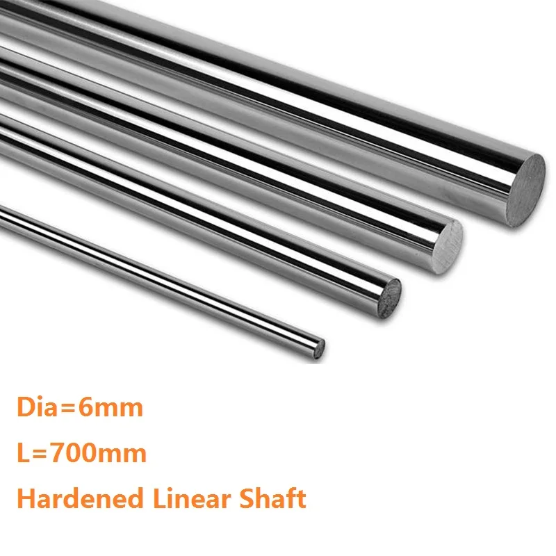 100pcs/lot Dia 6mm shaft 700mm long Chromed plated linear shaft hardened shaft rod bar rail guide for 3d printer cnc parts