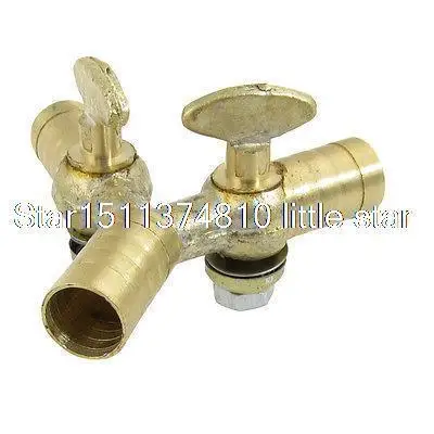 Gold Tone Three Way Double Outlet Y Design Gas Control Valve