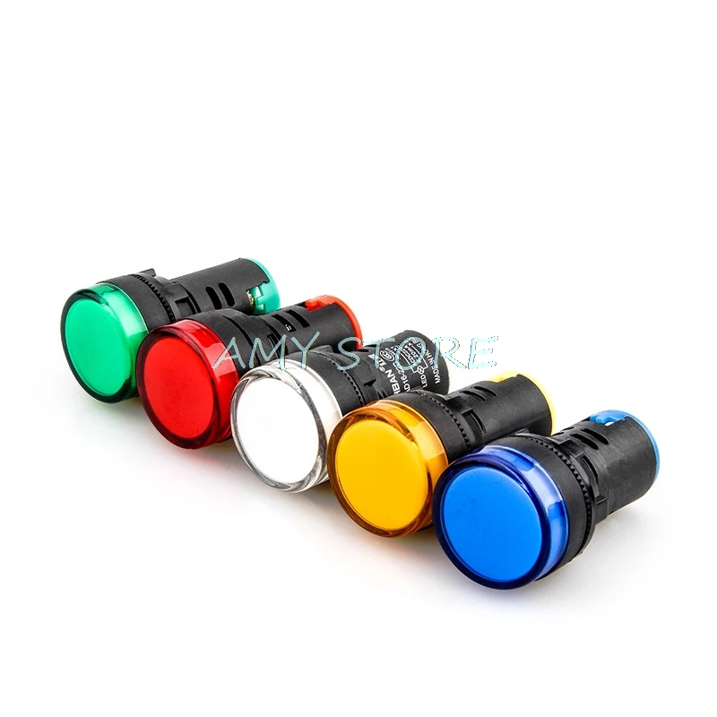 5Pc 22mm AD16-22DS 표시기 파일럿 신호등 램프 전원 작업 6.3V 12V 24V 36V 48V 110V 220V 380V 빨간색 파란색 녹색 노란색 흰색