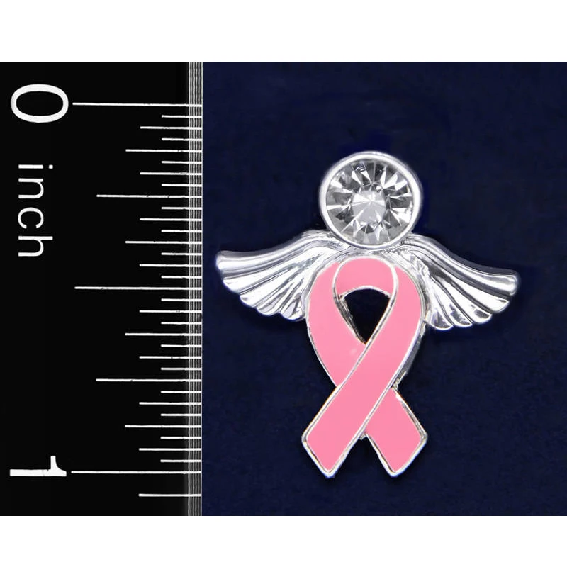 Enamel Angel Pink Ribbon Brooch Lapel Pins