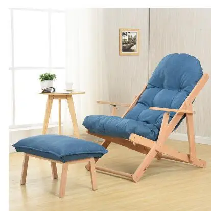 Balcony reclining chair. Real wood cloth art sofa folding. Office lazy person casual Japanese beach chair..05