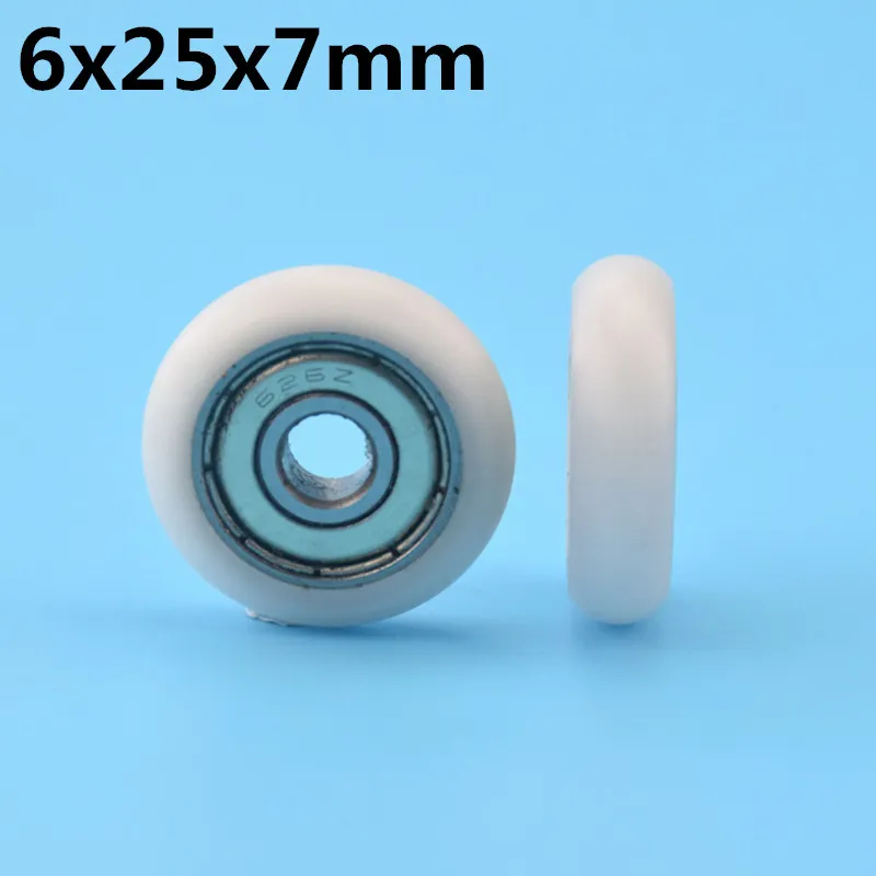 

1Pcs 6x25x7 mm Nylon Plastic Wheel With Bearings European standard 2020 aluminum track Wheel 3D printer