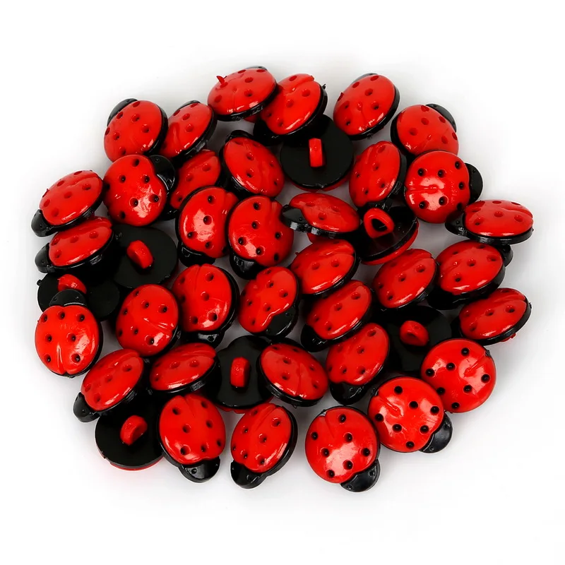 150Pcs Plastic Buttons Mix Color/Red Ladybug Craft Cabochon Scrapbooking Decoration 13x15x8mm Bag Colthes