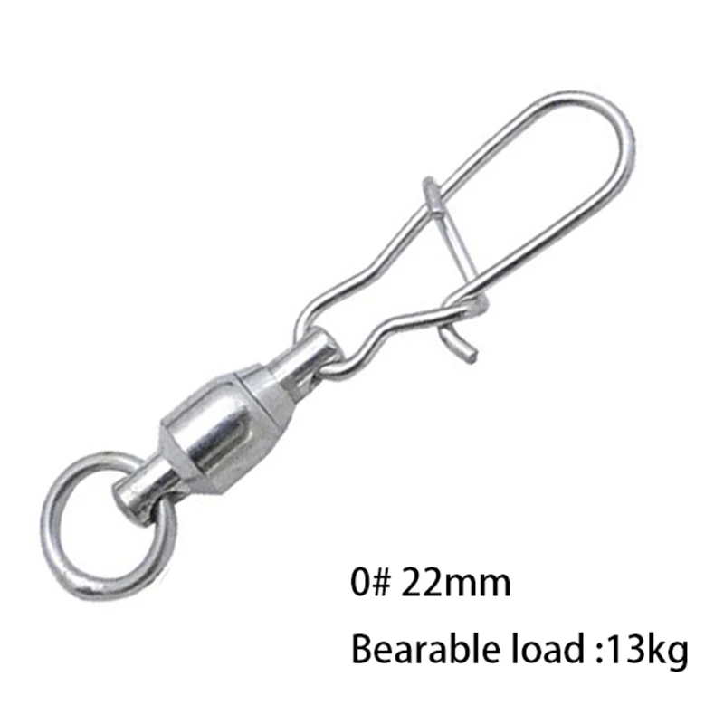 OUTKIT 10pcs/ Ball Bearing Fishing Swivel With Nice Snap Silver Stainless Steel Hard Fishing Lure Connector Accessories