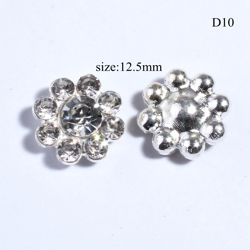 Chic Crystal Clear Rhinestone Botões, pérolas marfim para convites de casamento, botão decorativo liga de metal, U Pick, 10pcs