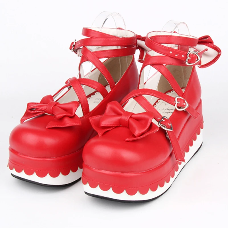 Female spring anime cosplay Princess lolita shoes women Wedges gladiator Sandals high heels leather platform shoes