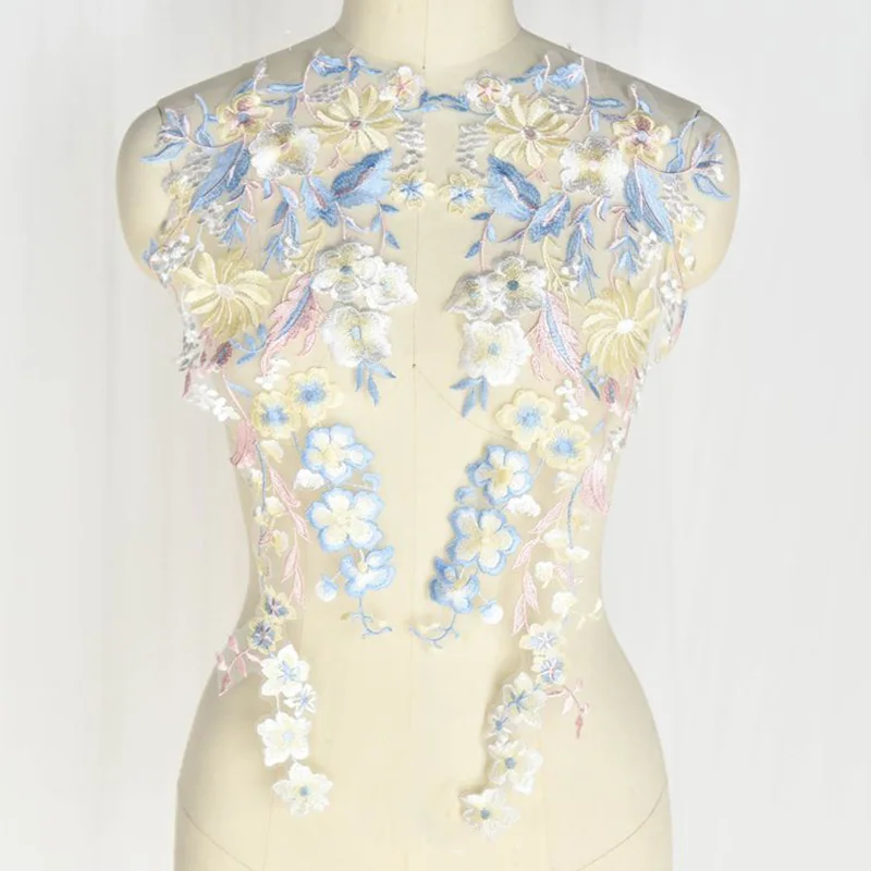 

2/10 шт., вышитая кружевная аппликация, цветочная фея, свадебное платье, лиф, свадебная отделка, аксессуары из материала «сделай сам», 49x23 см