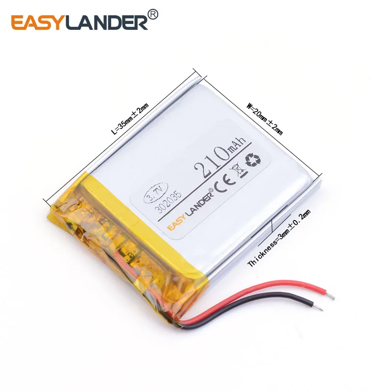 3pcs/Lot 3.7V 210mAh 302035 Rechargeable Lithium Li-ion Polymer Battery 032035 Batteries