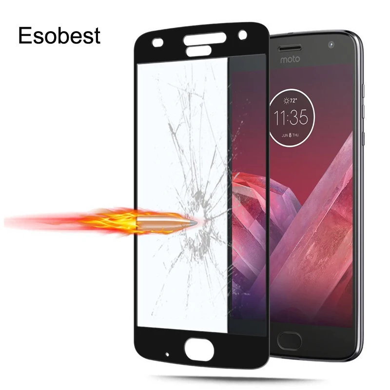 Esobest-tempered glass screen protector film for Motorola Moto Z3 play Z2 Play, full coverage, 2PCs