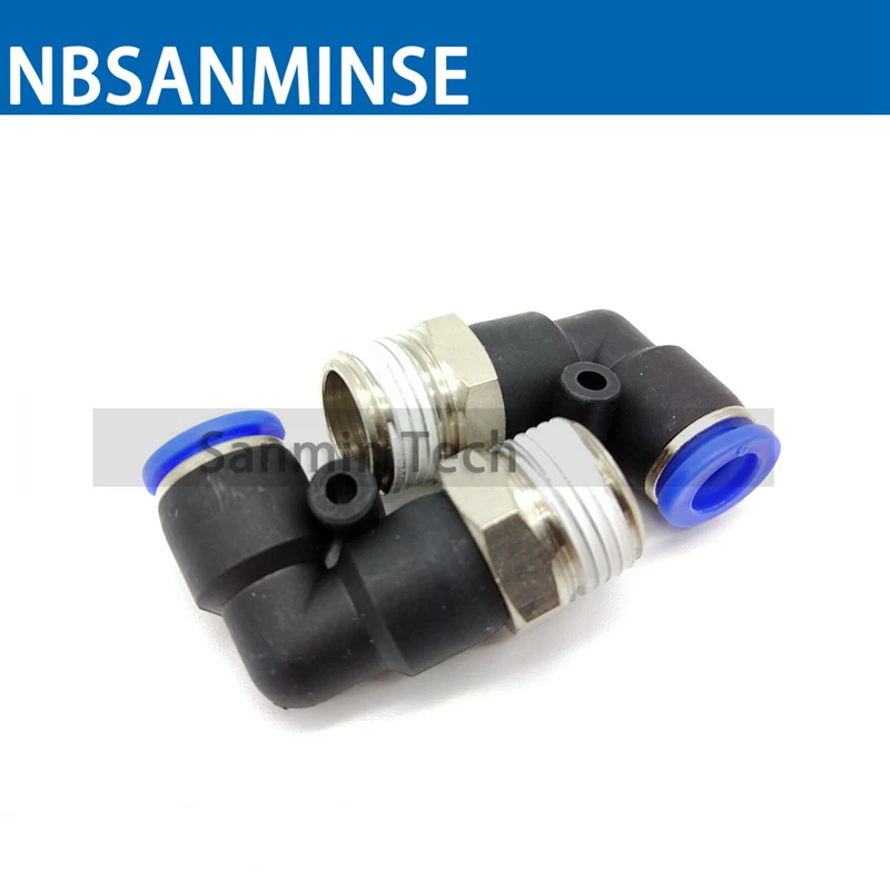 NBSANMINSE 1Pc PL Plastic Pneumatic Parts M5 1/8 1/4 3/8 1/2 Push In Air Male Elbow Fitting Quick Connect Components