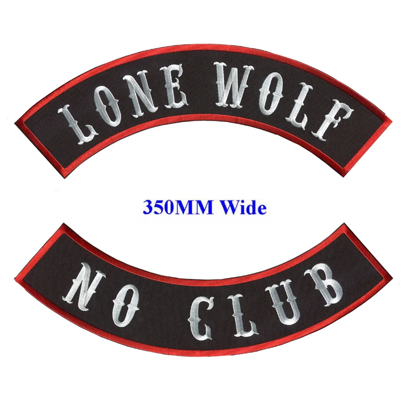 LONE WOLF motorcycle biker patches iron on patches for full back jackets clothing NO CLUB embroidered rocker patches