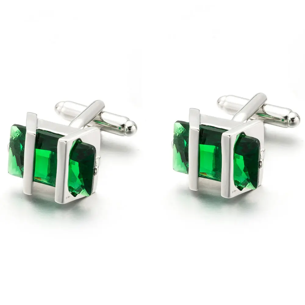 VAGULA Cufflinks Top Luxury Brand Party Wedding gift Suit Shirt Button Bonito Gemelos Green Crystal Cuff link 708