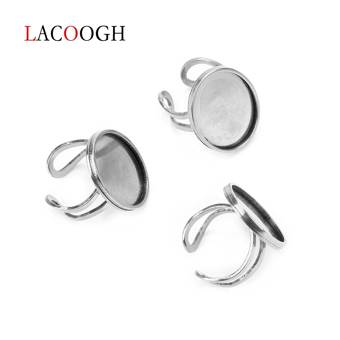 Stainless Steel 13X18 18X25mm Adjustable Ring Blank Cabochon Base Tray Flat Round Antique DIY Jewelry Findings Metal Rings Base