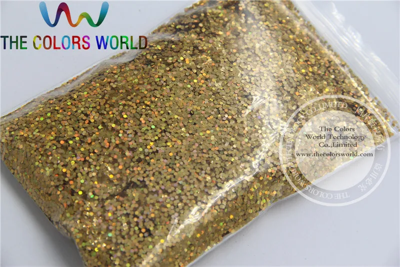 1mm Solvent Resistant Holographic Laser Gold color Makeup Glitter Powder Eyeshadow Face Body Cosmetic dust 1 Lot =50g