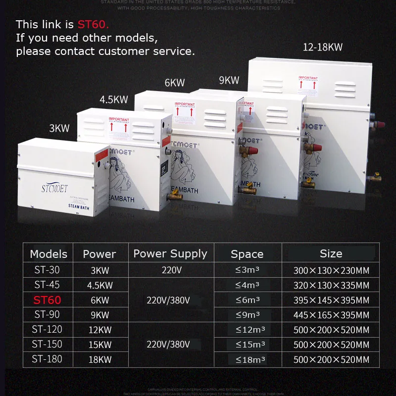 6KW 220 V/380 v ホームスチーム発生器サウナドライストリーム機ウェットスチームスチーマーデジタルコントローラスパリラックスうんざり蒸気浴室