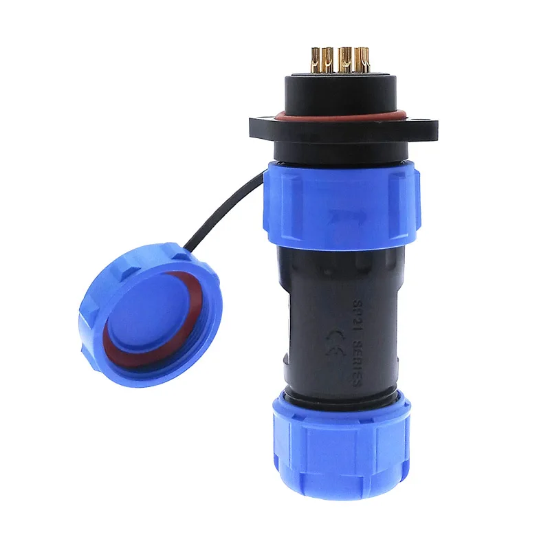 SP2110 Waterproof connector flange SP21 2/3/4/5/7/9/12 Pin IP68 power cable connector Male plug and Femal socket