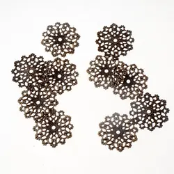 Retail 10Pcs Antique Bronze Filigree Flower Wraps Connectors Metal Crafts Decoration DIY Findings 30x30mm F1561