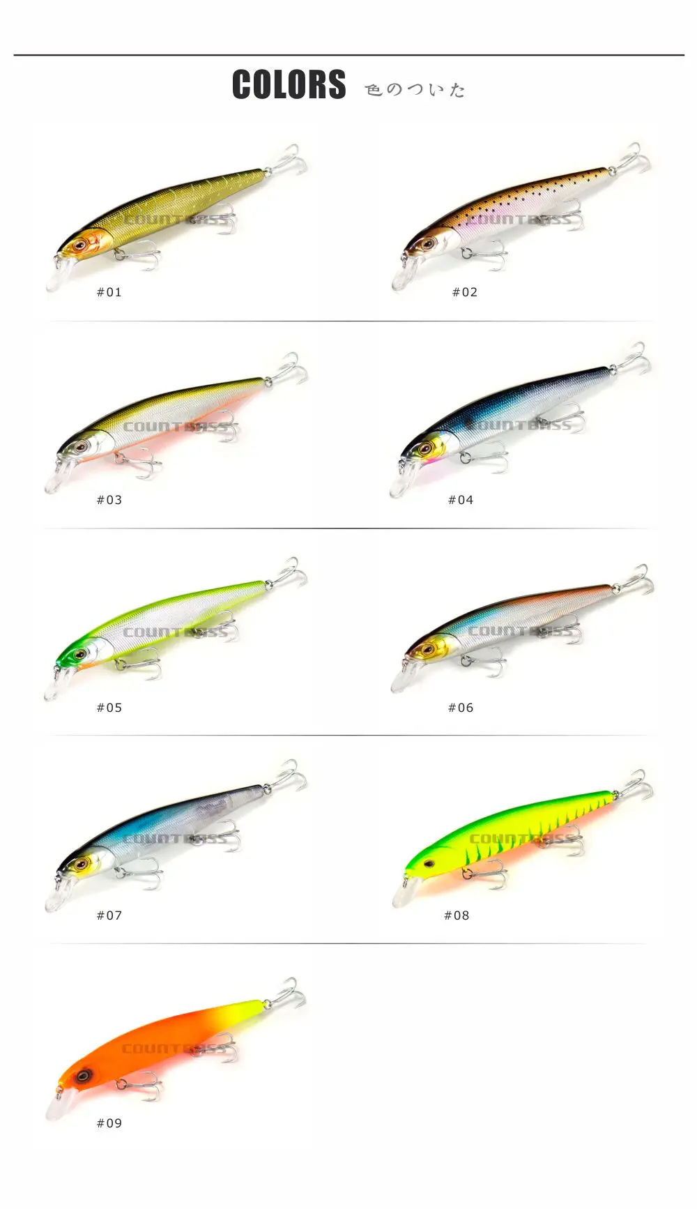 Countbass Sinking Minnow 128 mm 5-3/64 Zoll 23 g 13/16 oz. Hartplastikköder, Angelköder-Wobbler für Angler, Jerkbait, Angelköder – Detail 5