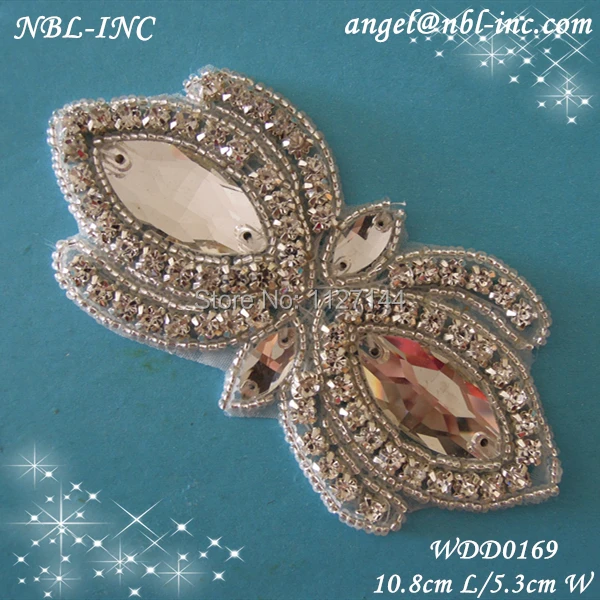 

crystal bridal beaded rhinestone applique for dress,bag, headband DIY iron on WDD0169