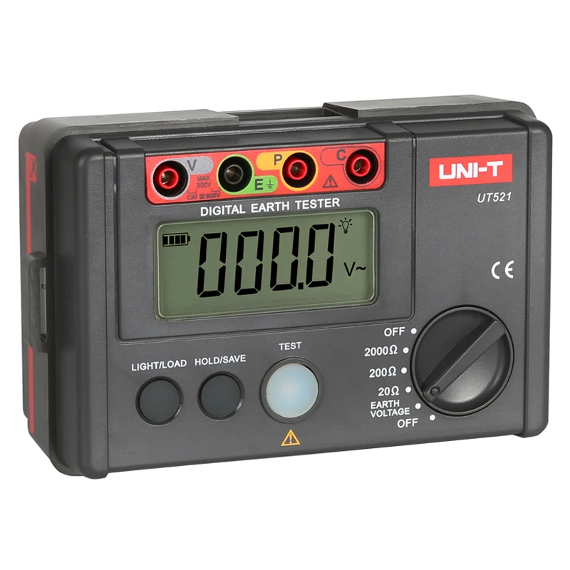 UNI-T UT521 UT522 Tester di terra digitali ad alta precisione 0~2000Ω/4000Ω; Misurazione semplice a 2 fili/precisa a 3 fili