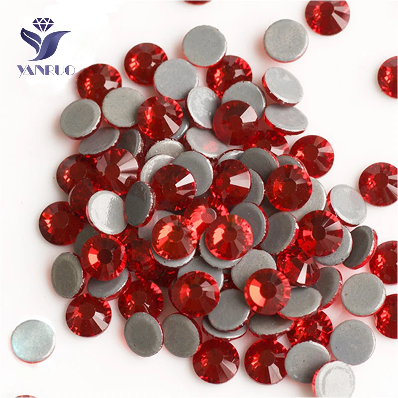 YANRUO 2058HF SS4-SS30 Siam Flat Back Rhinestones Hotfix Iron On Crystals Strass DIY Glass Stone For Clothes