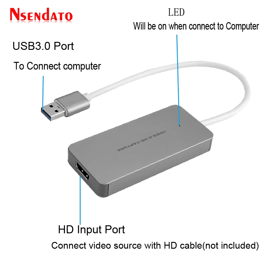 USB 3.0 TYPE C TO HDMI HD Video Capture Card Video Game Recorder 1080P 60fps Live Sreaming Converter for XBOX One PS3 PS4 WIIU