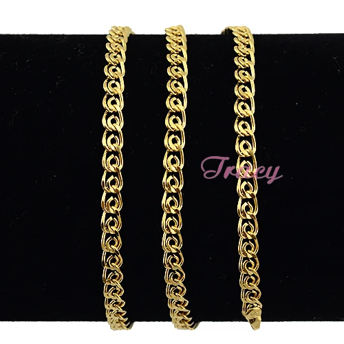 Slim 3mm 18inch Mens Womens Yellow Gold Color Link Snail Chains Link Necklace