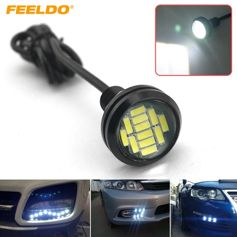 FEELDO 10pcs White 4W 23mm Lens Ultra-thin 3014 12SMD Car LED Eagle Eye Tail light Backup Rear Lamp DRL Light  #CA1425