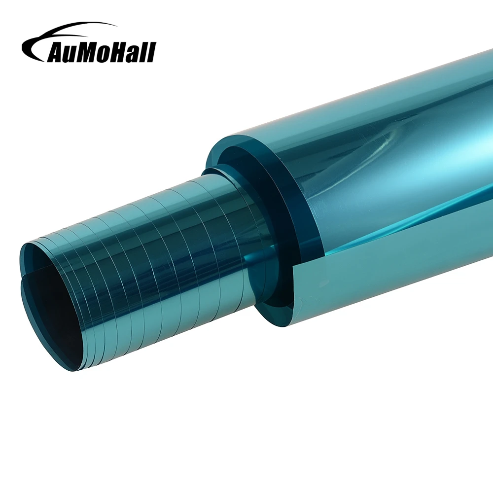 AuMoHall 50cm X 3m Window Tint Solar Film 10% VLT Metallic Sea Green Foils For Car Glass House Commercial Building Glass Tinting