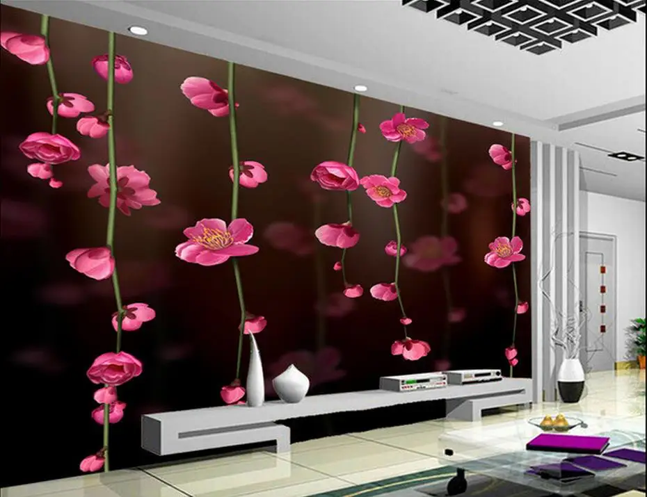 

customized wallpaper for walls photo 3d wallpaper Pink plum background wall room modern wallpaper wall 3d wallpaper
