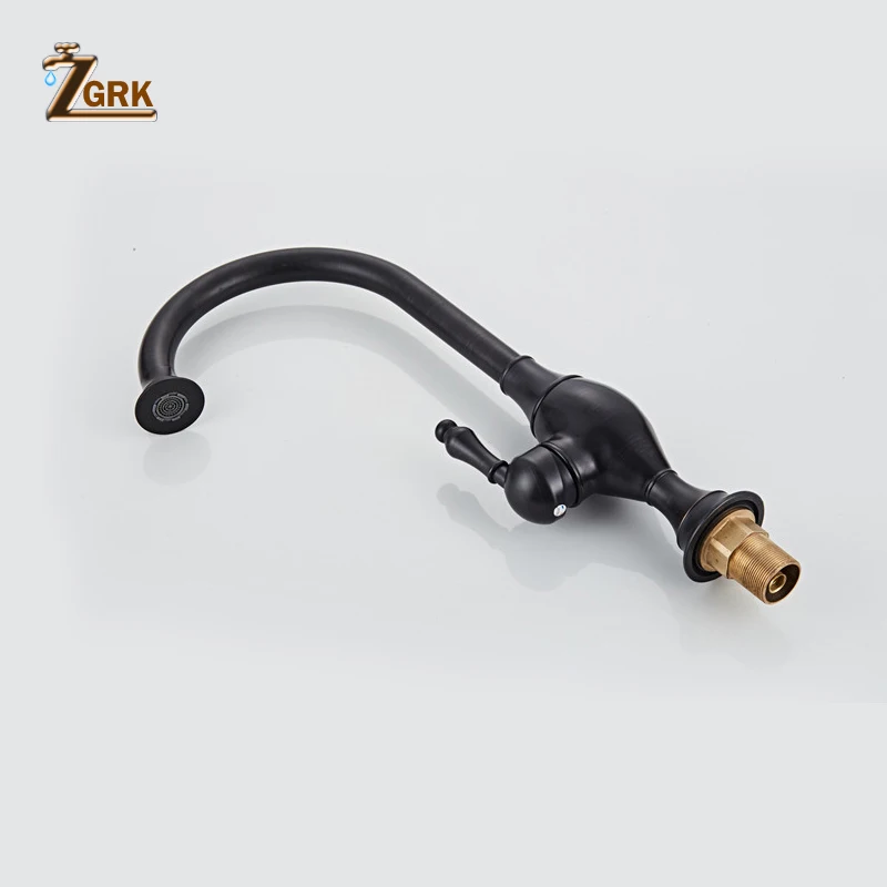 ZGRK Retro Black Kitchen Faucet Swivel Spout Singe Handle Brass Kitchen Mixer Faucet Oil Rubbed Black Bronze Kitchen Taps