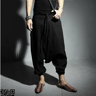 New Japanese Korean Men Harem Pants Men Gothic Linen Slacks Alternative Men's Trousers Pants Off Stalls Stage Costumes Clothing