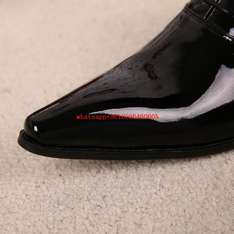 Choudory Mens patent leather black shoes pointy high heels oxford shoes for men buckle strap wedding shoes chaussure homme