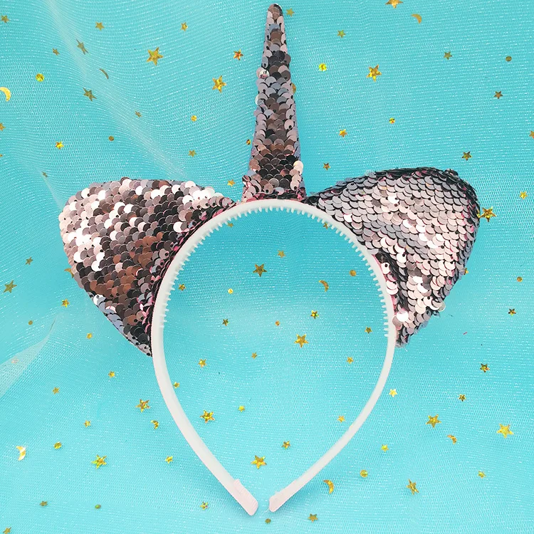 1PC Handmade Kids Party Gold Unicorn Headband Horn Gold Glittery Beautiful Headwear Hairband Hair Accessories Gold/Silve