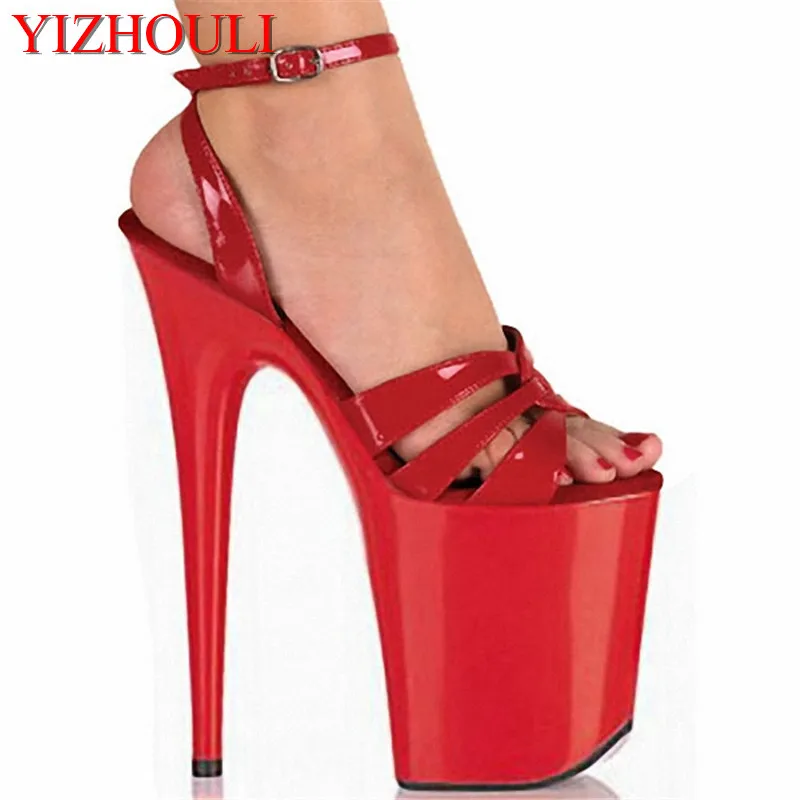 8 inch high heel platform open toe shoe, sexy red bride wedding shoe 20 cm ultra-stiletto sandals