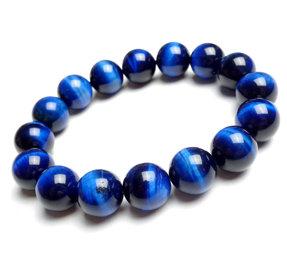 Natural Blue Tiger Eye Royal Gemstone Round Beads Bracelet Women Tigers Eye Men Crystal 14mm 16mm Drop Shipping AAAAA