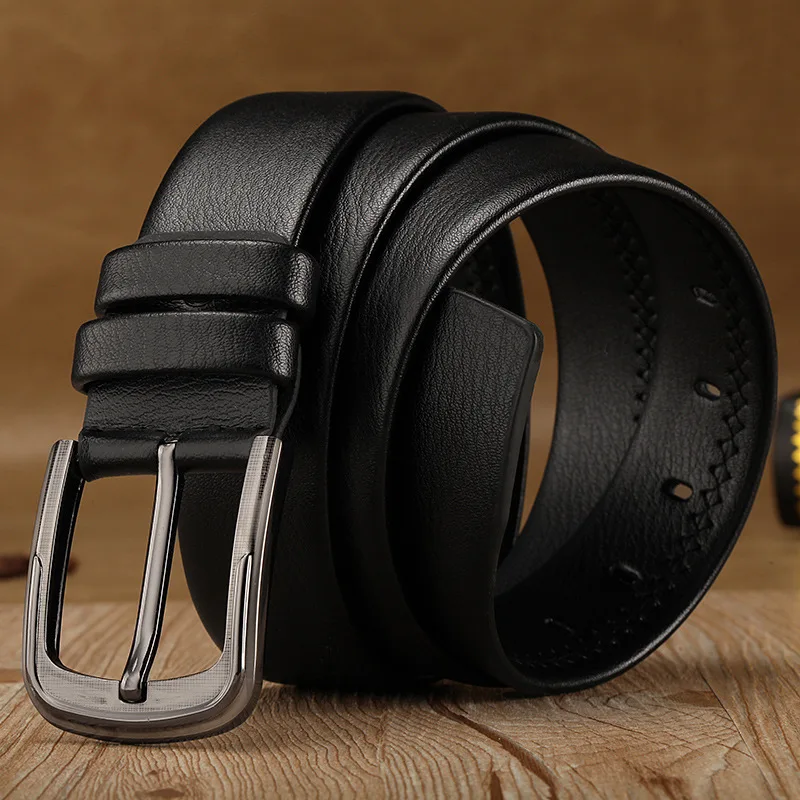 

Men's Jeans Belt Faux Leather Belts For Men Pin Buckle Adult Casual Black Brown 3.5cm Wide Girdle High Quality 2018 KZR001