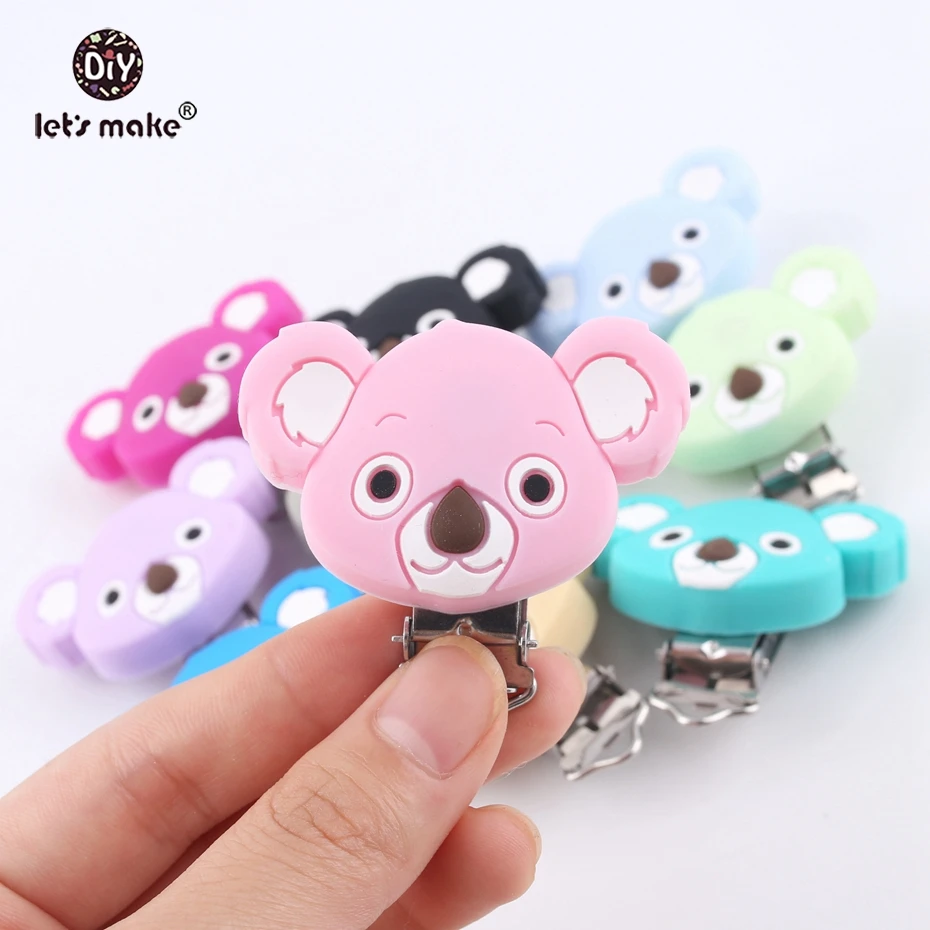 Let\'s make-Pinzas de silicona para chupete de Koala, 1 unidad, joyería DIY, chupete, juguete sensorial para masticar, chupete de lactancia, cadenas,